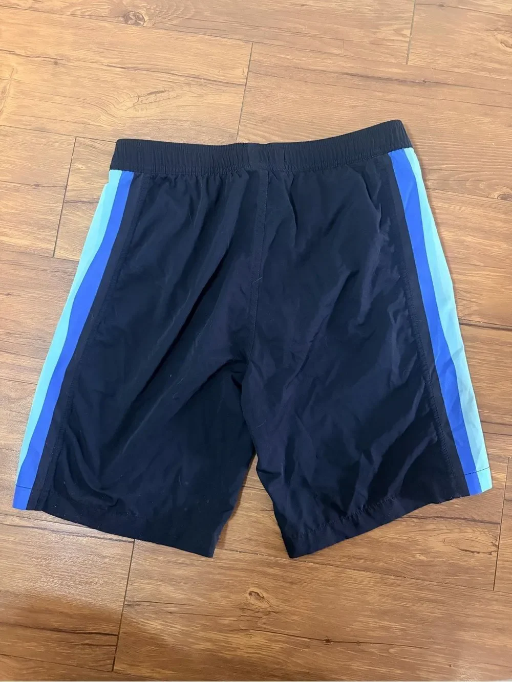 Psycho Bunny Boys Swim Trunks Size 14 16 Black Stripes Liner Swimsuit